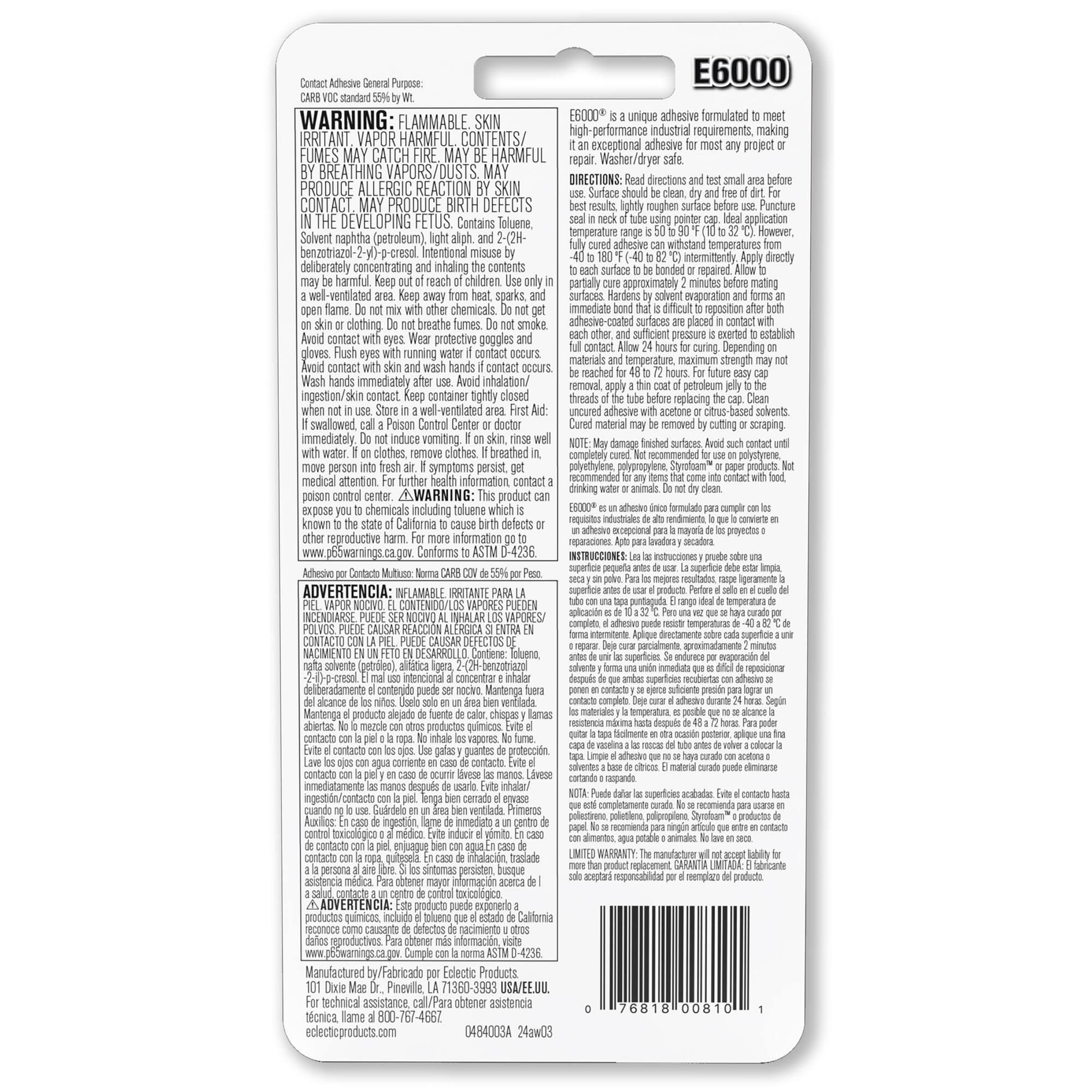 E6000 1oz. Industrial Strength Contact Adhesive